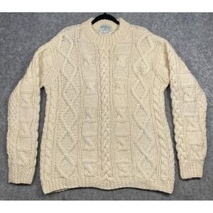 Vintage Marshall Field Wool Cable Knit Sweater Ivory Large